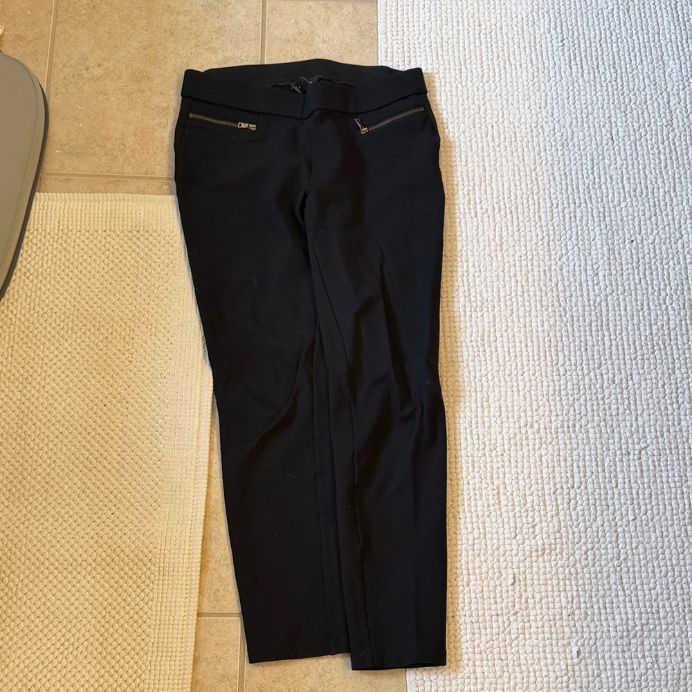 Ann Taylor Black Ankle Pants with Zip Pockets